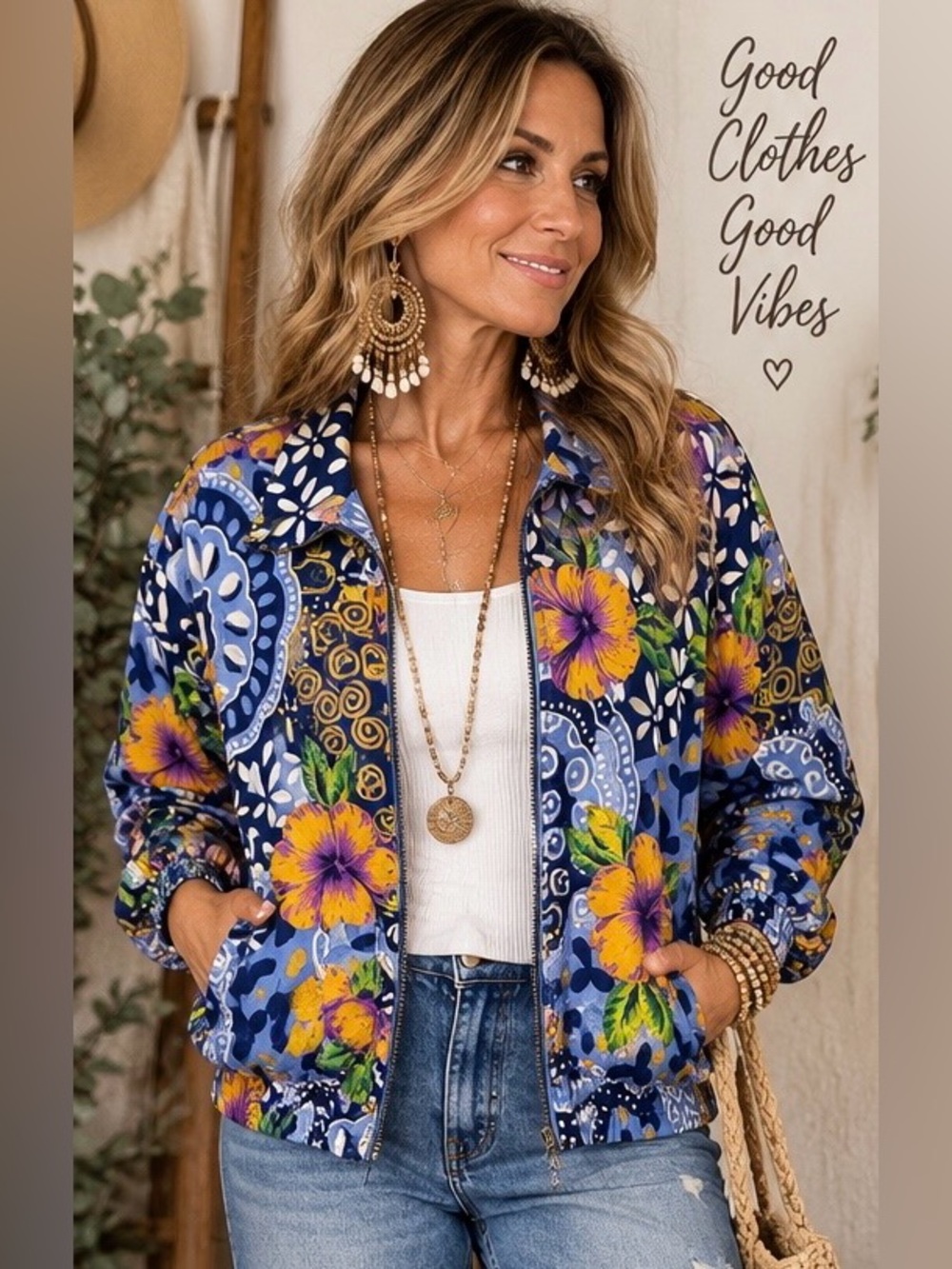 Vintage Andy Johns Floral Paisley Nylon Jacket size M Boho 90s Windbreaker